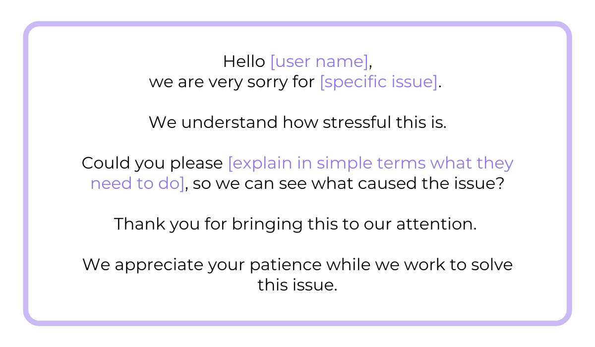 Customer support reply template