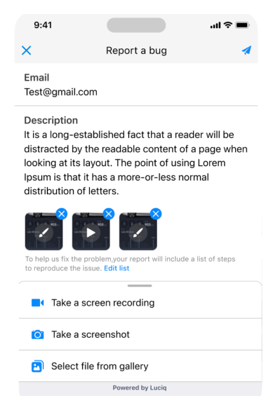 Luciq dashboard