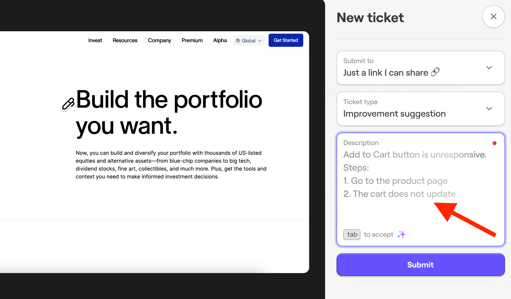 Shake dashboard