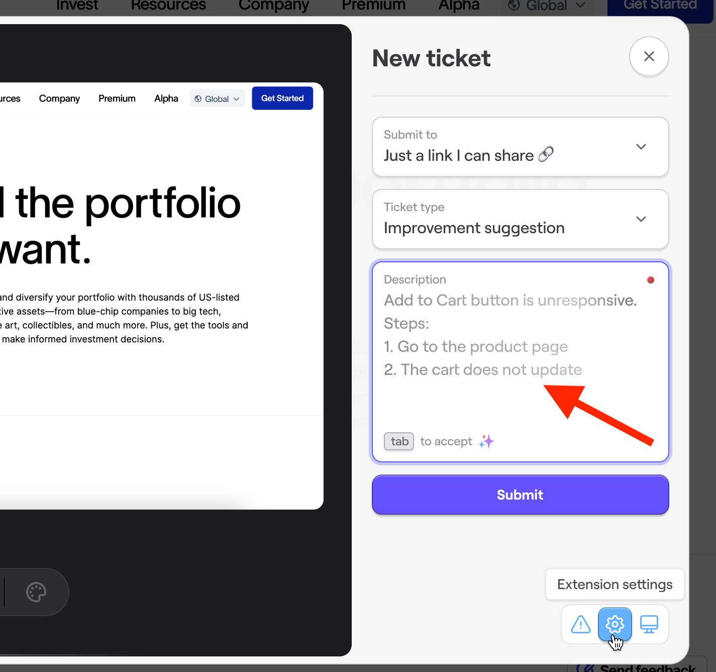 Shake dashboard