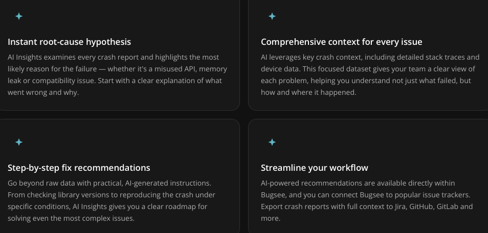 Bugsee dashboard