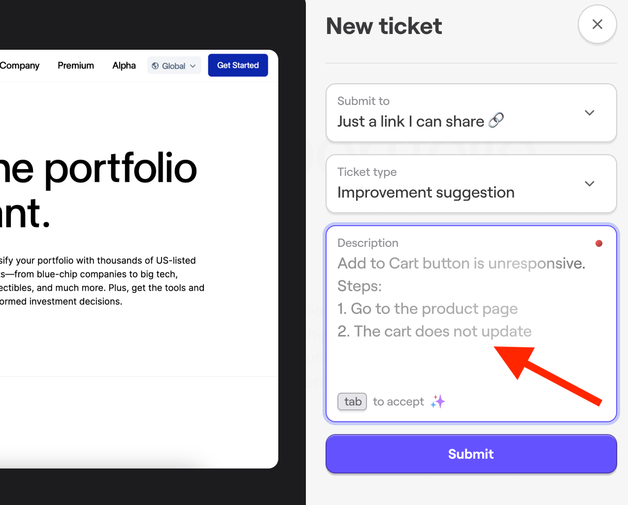 Shake dashboard